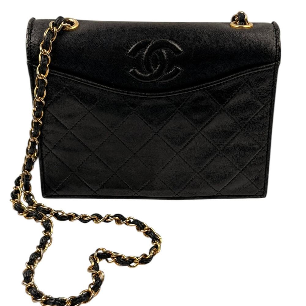 Chanel Lambskin Quilted Timeless CC Small Single Flap Black